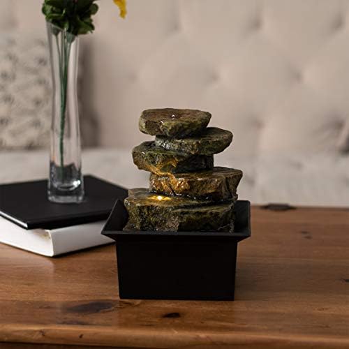 Pure Garden Tabletop Water Fountain with LED Light and Soothing Sounds