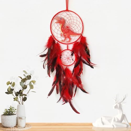 Red Large Dinosaur Dream Catcher Wall Decor