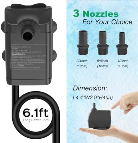 Ultra Quiet Submersible Pump 660GPH with Overheat Protection