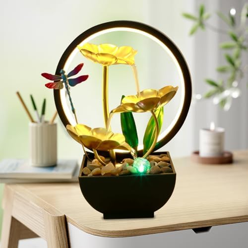 USB Powered Tabletop Fountain with LED and Humidifier Function