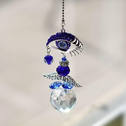 YU FENG Blue Evil Eye Crystal Angel Suncatcher