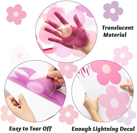 A1diee 16Pcs Y2K Pink Purple Flower Wall Decal Set