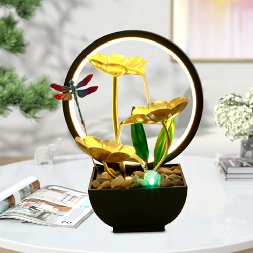USB Powered Tabletop Fountain with LED and Humidifier Function