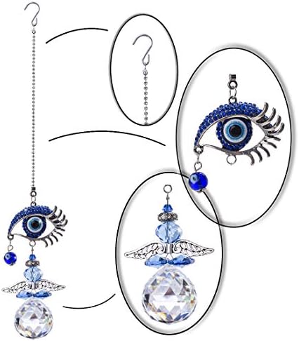 YU FENG Blue Evil Eye Crystal Angel Suncatcher