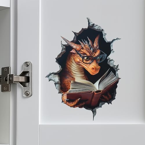 Dragon Reading Wall Decal 44W x 6H Inches