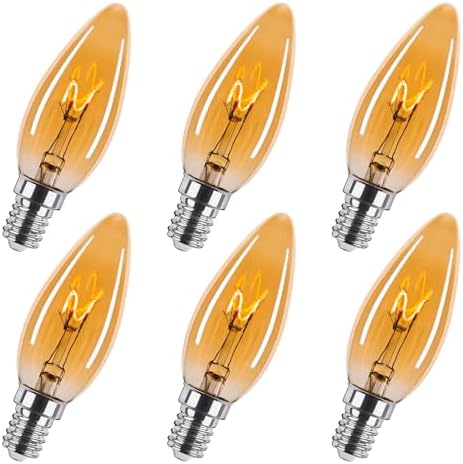 Amber Candelabra Bulb 25W Equivalent 6 Pack