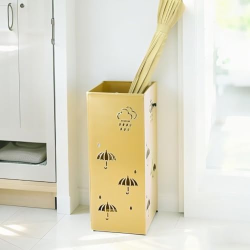 Gold Metal Umbrella Stand with Hollow Clouds Design