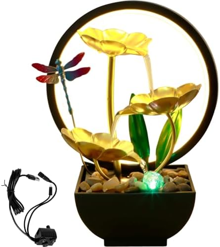 USB Powered Tabletop Fountain with LED and Humidifier Function