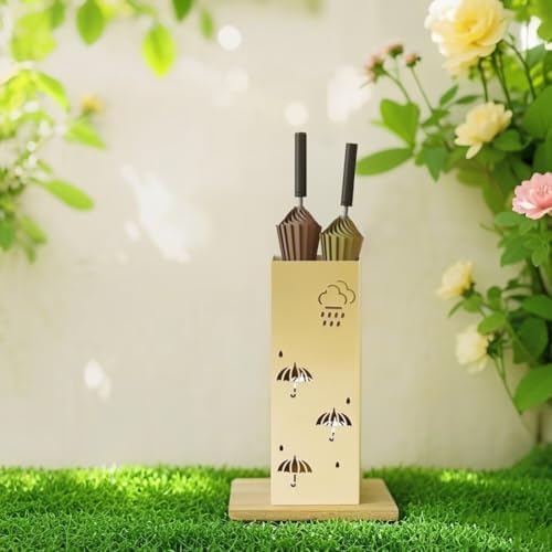 Gold Metal Umbrella Stand with Hollow Clouds Design