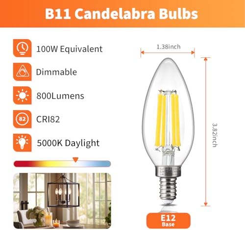 ALAMPEVER E12 LED Bulb 100W Equivalent 6 Pack