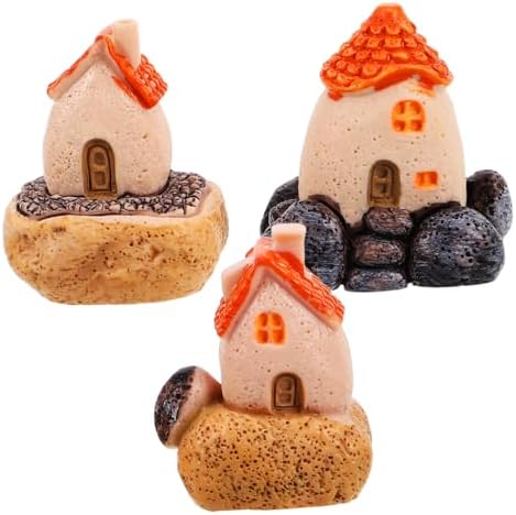 Zerodeko 3Pcs Miniature Garden House for Bonsai Terrarium Decor