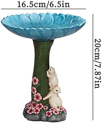Cute Bunny Bird Bath Bowl with Sunflower Design