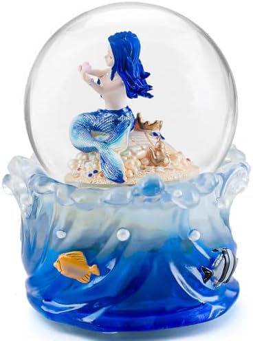 Mermaid Snow Globe Music Box with Light and Sound