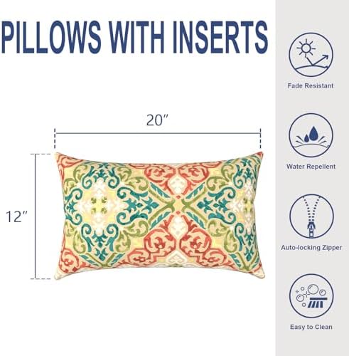 Melody Elephant Geometric Orange Lumbar Pillow 12x20 Inch Pack of 2