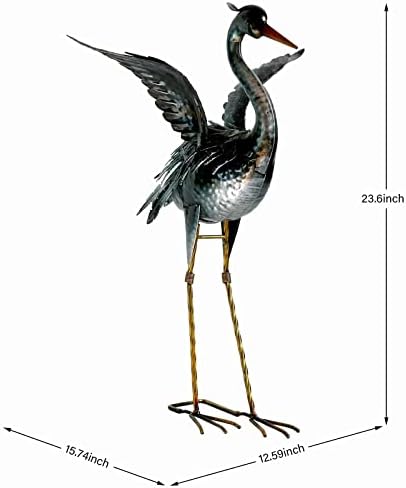 Chisheen Crane Garden Statue Metal Heron Outdoor Decor