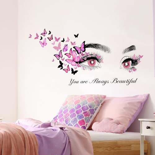 Beautiful Eyelash Butterfly Wall Stickers for Bedroom Decor