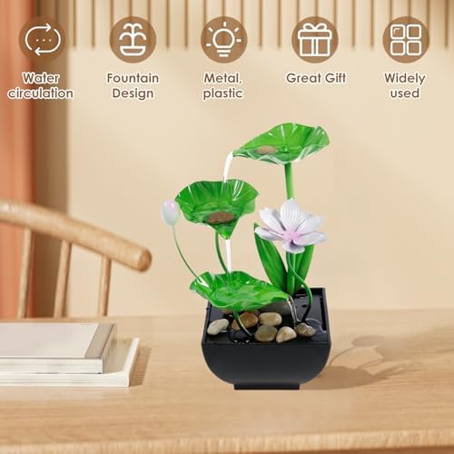 Water Lily Tabletop Fountain with 3 Tiers and Built in Pump