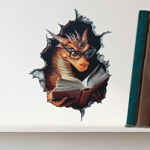 Dragon Reading Wall Decal 44W x 6H Inches