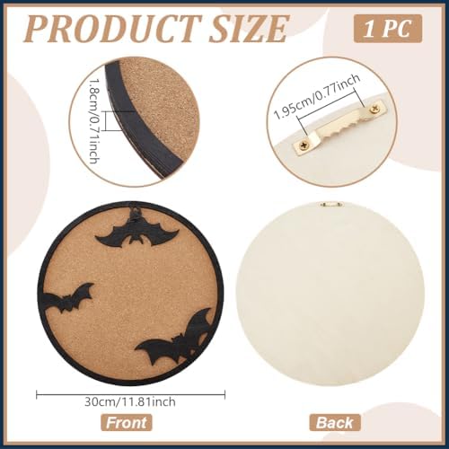 BENECREAT Round Cork Board with Bat Design