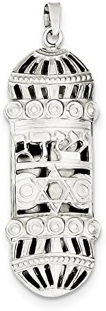 Sterling Silver Fancy Mezuzah Pendant 1