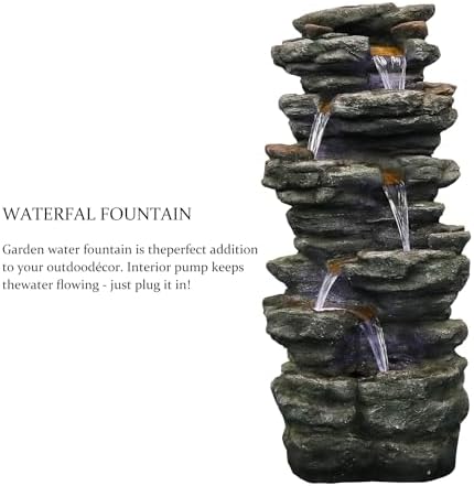 SunJet 40 Inch 6-Tier Water Fountain with LED Lights