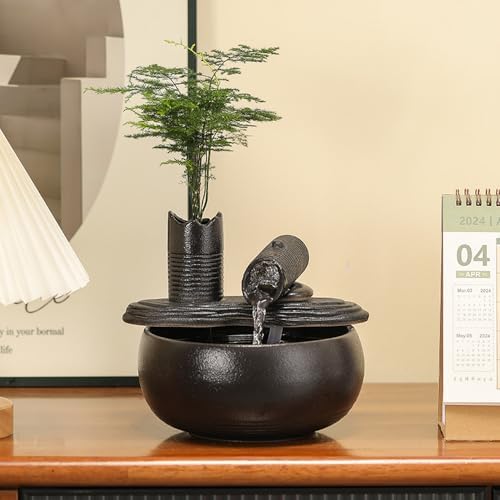 Ceramic Tabletop Fountain Black Bamboo A151