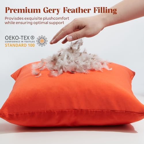 WOLKI Waterproof Outdoor Throw Pillows Set of 2 Orange
