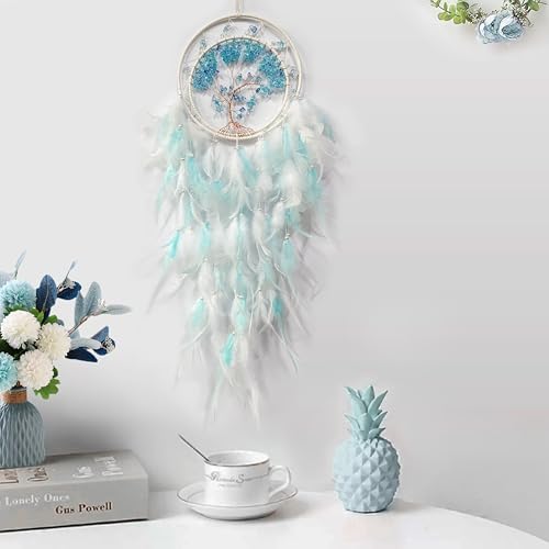 Handmade Blue Dream Catcher for Bedroom Adult Wall Decor