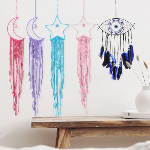 PATIKIL Moon Star Dream Catcher Wall Hanging Red
