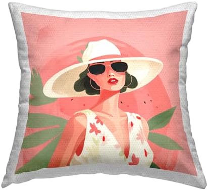 Stupell Industries Tropical Print Outdoor Throw Pillow 18x18 Pink