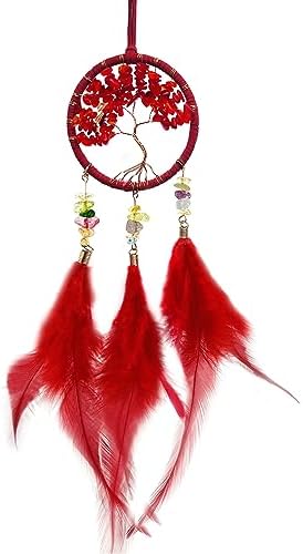 Red Mini Dream Catcher for Car and Bedroom Decor