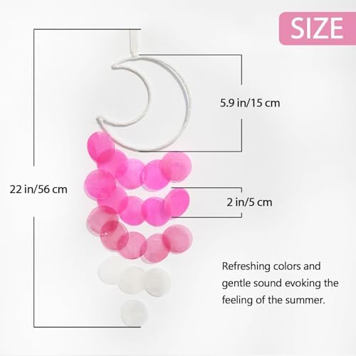 Pretty Jolly Small Outdoor Moon Dream Catcher Wind Chimes Pink
