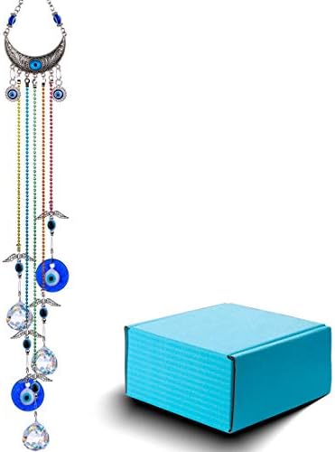 20 Inch Blue Evil Eye Suncatcher with Crystal Ball and Chakra Healing