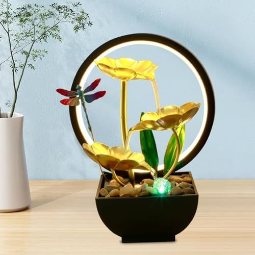 USB Powered Tabletop Fountain with LED and Humidifier Function