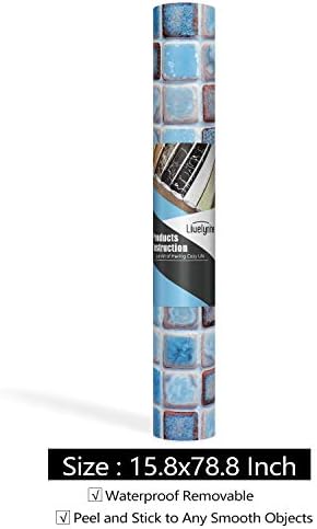 Livelynine Waterproof Blue Mosaic Wallpaper 158x788 Inch