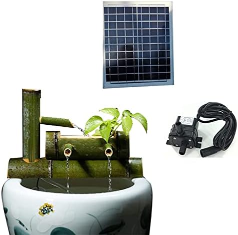 Yellow Bamboo Solar Water Fountain 30cm for Garden