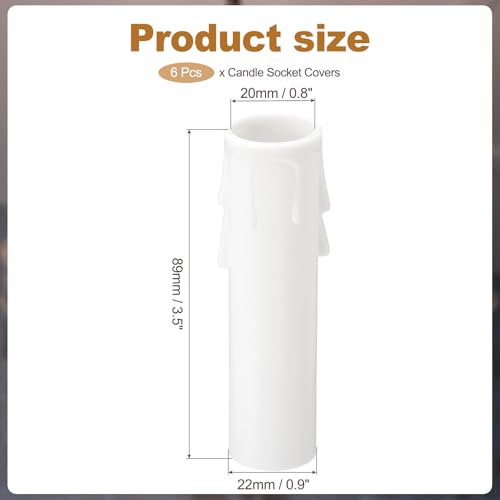 PATIKIL 35 Inch Candle Socket Covers 6Pcs White E12 Chandelier Sleeves