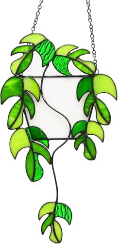 Monstera Stained Glass Window Hanging Plant Suncatcher