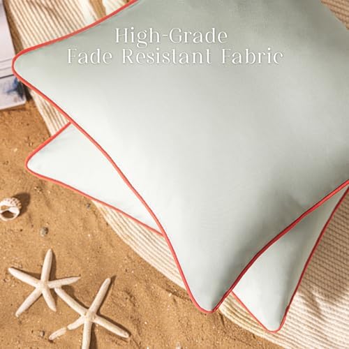 Phantoscope 2 Pack Waterproof Throw Pillow Covers with Contrast Piping