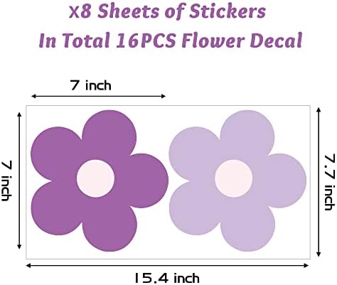 A1diee 16Pcs Y2K Pink Purple Flower Wall Decal Set