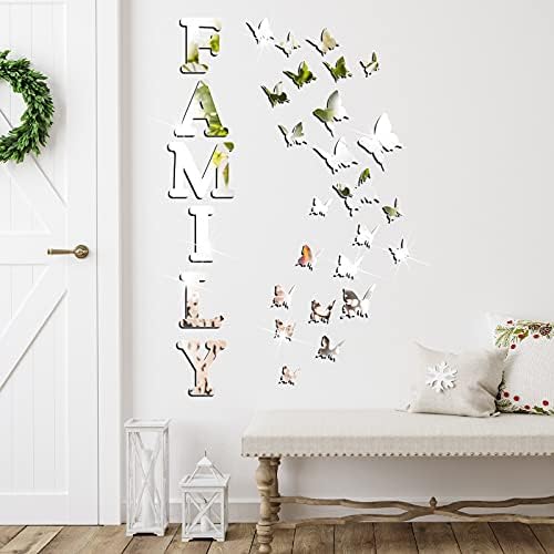 Outus 3D Family Mirror Wall Decals Silver