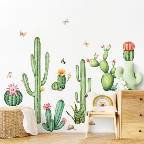 Tanlaby Cactus Wall Decals Green Plants Peel and Stick Decor