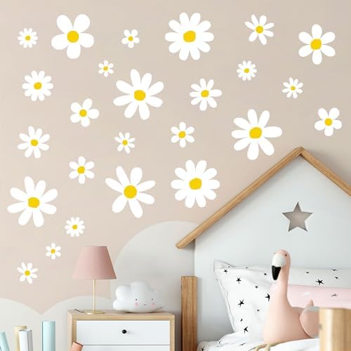 12 Sheets Daisy Wall Decals for Kids Room Decor