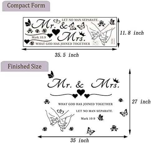 Mr and Mrs Wall Decals Romantic Wedding Sayings Art Lettering Sticker