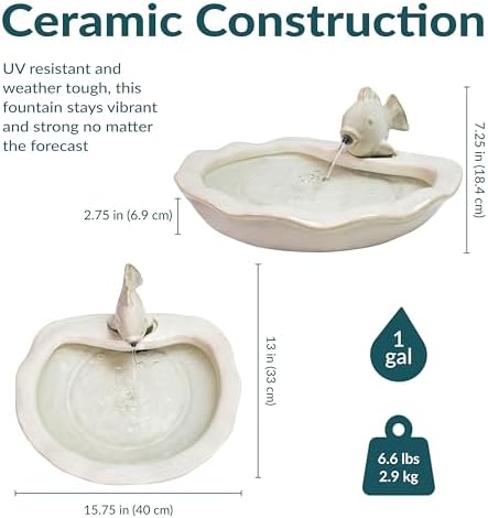 Sunnydaze Glazed Ceramic Fish Outdoor Fountain 7-Inch