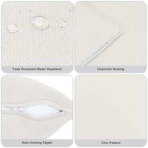 Pcinfuns Fluffy Water-Resistant Lumbar Pillows Pack of 2 Beige 12x20 Inch