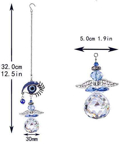 YU FENG Blue Evil Eye Crystal Angel Suncatcher