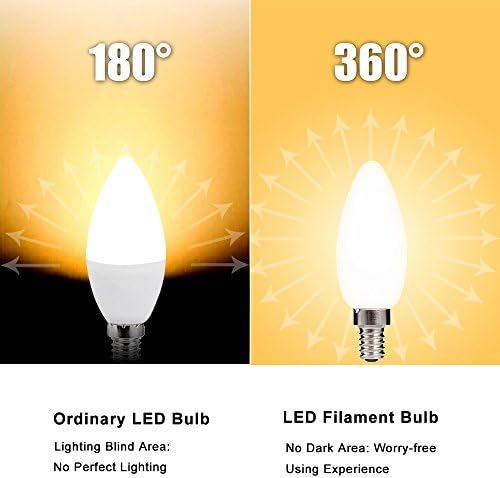 HOLA 45W Dimmable LED Candelabra Bulb 6 Pack