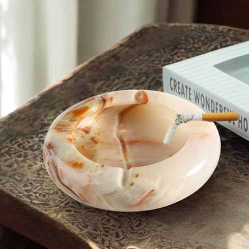 Koville Natural Marble Ashtray Unique Round Design
