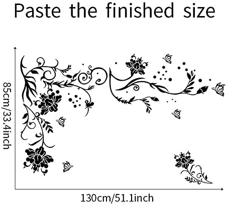 ROFARSO Black Vine Butterflies Wall Stickers